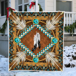 Native American Quilt Blanket Native Feathers BNT388Q