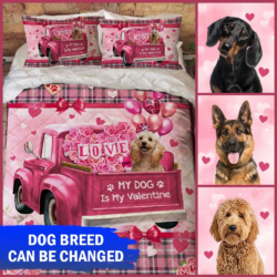 Personalized Dog Lover Quilt Bedding Set My Dog Is My Valentine DBD3199QSCT
