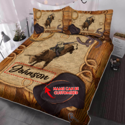 Personalized Bull Riding Quilt Bedding Set Race NNT312QSCT