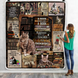 Reading Sofa Throw Blanket Time Spent With Cats And Books Is Never Wasted BNL299B