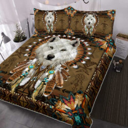 White Wolf Native American. Dream catcher Pow Wow Quilt Bedding Set THB2937QSv5