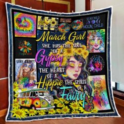March Girl. She Has The Soul Of A Gypsy. Hippie Quilt Blanket THH2348Qv4