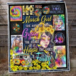 March Girl. She Has The Soul Of A Gypsy. Hippie Quilt Blanket THH2348Qv4