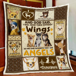 God Sent Angels Without Wings. Chihuahua Quilt Blanket LHA2134Q