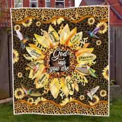Hummingbird Leopard Sunflower God Says You Are Quilt Blanket TPT27Q