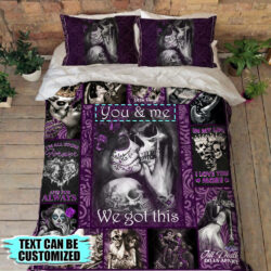 Personalized To My Love. You And Me We Got This Skull Couple Quilt Bedding Set THB2290QSv1CT