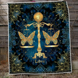 Libra Horoscope Quilt Blanket Birthday For Libra Butterfly BNL574Q