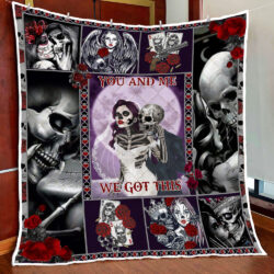 Skull Couple Quilt Blanket Poker Card You And Me We Got This BNN76Q