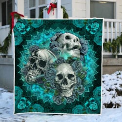 Skull Turquoise Rose Quilt Blanket BNL542Q