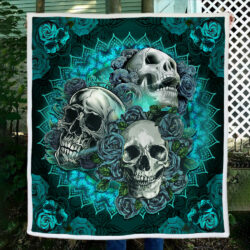 Skull Turquoise Rose Sofa Throw Blanket BNL542B