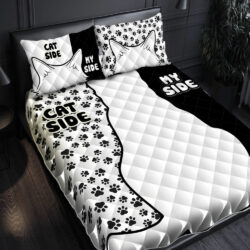 Cat Paw Prints Quilt Bedding Set Cat Side My Side BNL511QSv1
