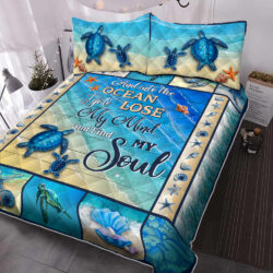 Turtle Quilt Bedding Set And Into The Ocean I Go To Lose My Mind and Find My Soul BNN283QS