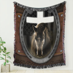Horse Woven Blanket Tapestry Jesus And Black Horse BNT288WBv1