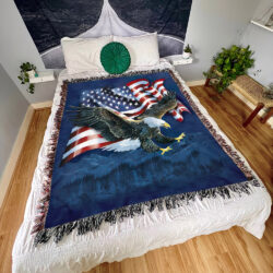 American Eagle Patriot Woven Blanket Tapestry TRN422WB