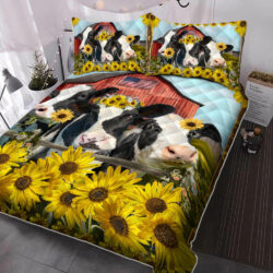 Cattle Cow Quilt Bedding Set Dairy Cow, Sunflower Field BNN213QS