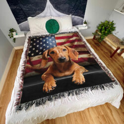 Red Dachshund Dog Woven Blanket Tapestry QNN437WBV5a