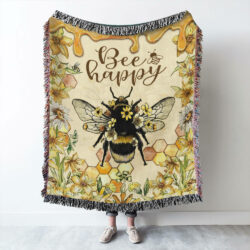Bee Woven Tapestry Blanket Bee Happy LNT307WB