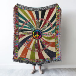 Hippie Woven Blanket Tapestry Imagine All The People Living Life In Peace BNT220WB