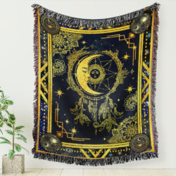Sun And Moon Bohemian Witchy Astrology Hippie Woven Blanket Tapestry TPT278WB