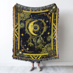Sun And Moon Bohemian Witchy Astrology Hippie Woven Blanket Tapestry TPT278WB