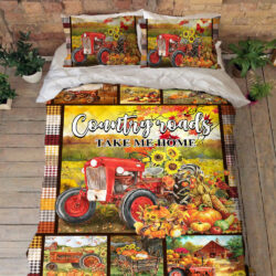 Fall Tractor Quilt Blanket Country Roads Take Me Home BNN437QS