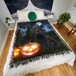 Black Cat Halloween Woven Blanket TQN450WB
