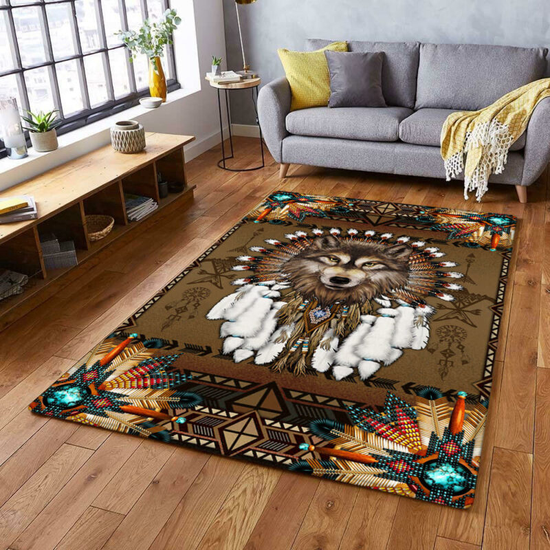 Native American Wolf Spirit Rug THB2937Rn