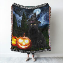 Black Cat Halloween Woven Blanket TQN450WB
