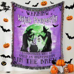 The Witch’s Warning Witch Property Halloween Witchcraft Woven Blanket Tapestry MLN456WB