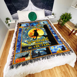 Halloween Cat Van Gogh Woven Blanket Tapestry It's The Most Wonderful Time of The Year BNN480WB