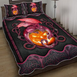 Halloween Dragon Quilt Bedding Set Celtic Leather NTB01QSv1
