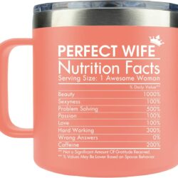 MONDAYSTYLE Gifts for Wife - Wife Gifts from Husband - Christmas Gifts for Wife - Wife Birthday Gifts Ideas - Wife Mug Nutrition Facts - Anniversary I Love You Gifts for Her 14 oz Mug, Orange