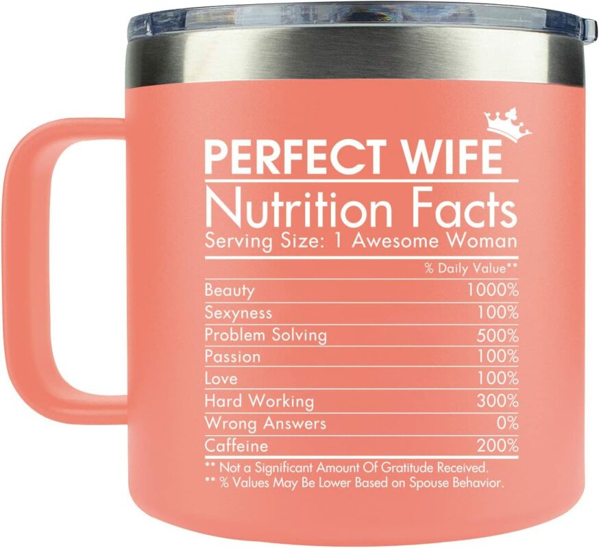 MONDAYSTYLE Gifts for Wife - Wife Gifts from Husband - Wife Mug Nutrition Facts - 14 oz Mug, Orange