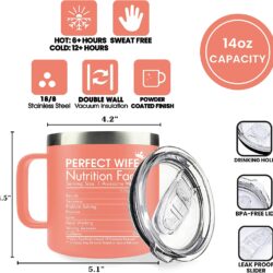 MONDAYSTYLE Gifts for Wife - Wife Gifts from Husband - Wife Mug Nutrition Facts - 14 oz Mug, Orange