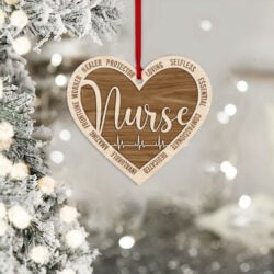 Nurse Essential Worker, Nurse Christmas Ornament 3D Layered Wooden Carved Ornament TPT406O