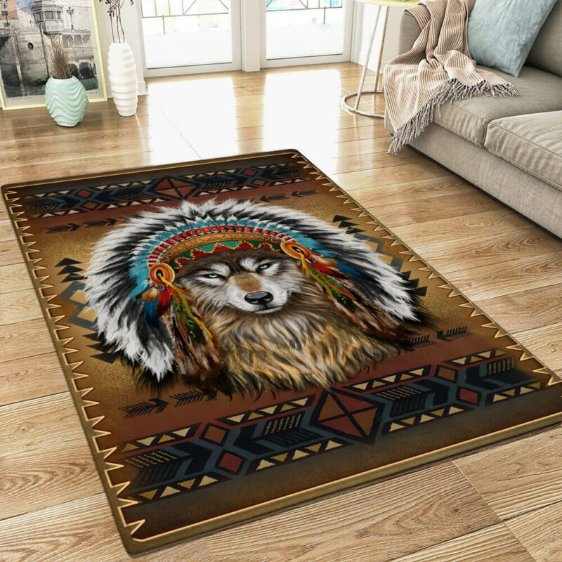 Wolf Spirit Animal, Wolf Dreamcatcher, Native American Wolf Rug TPT588R