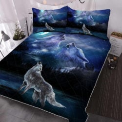 Full Moon Night Wolf Couple Quilt Bedding Set TPT587QS