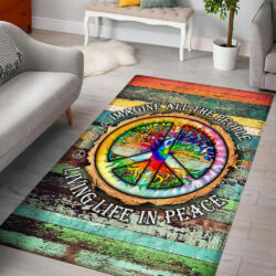 Peace Sign Hippie. Imagine All The People Living Life In Peace Rug TPT597R