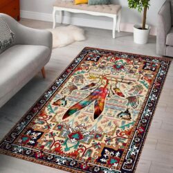 Native Feather Geembi™ Color Feather, Dreamcatcher,  Native American Rug THH2589Rv2