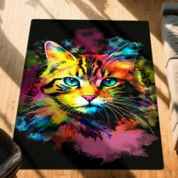 Watercolor Splash Cat Art Print Cat Rug TPT868R