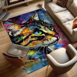 Watercolor Splash Cat Art Print Cat Rug TPT867R