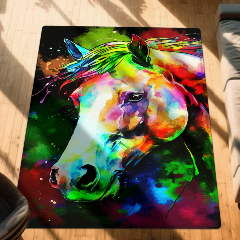 Horse Watercolor Splash Rug MLN1382R