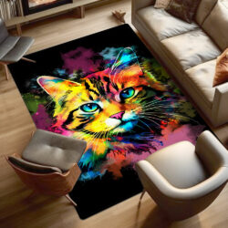 Watercolor Splash Cat Art Print Cat Rug TPT868R
