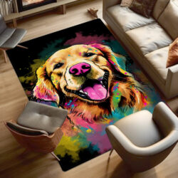 Golden Retriever Dog Watercolor Splash Rug TQN1252R