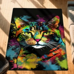 Watercolor Splash Cat Art Print Cat Rug TPT864R