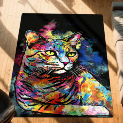 Watercolor Splash Cat Art Print Cat Rug TPT866R