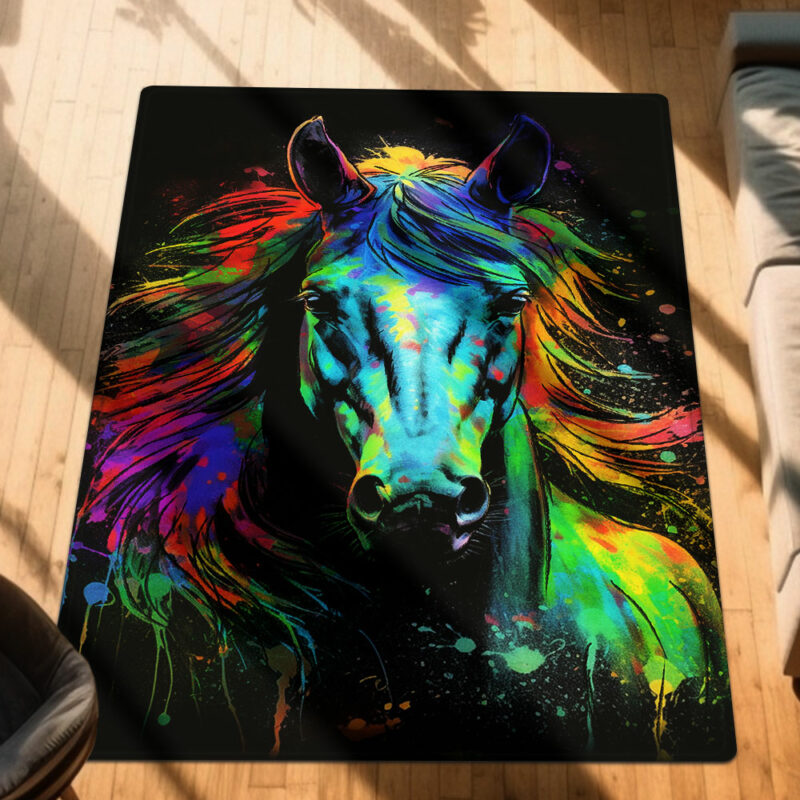 Horse Watercolor Splash Rug MLN1385R