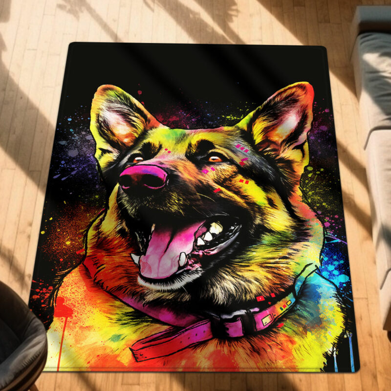 German Shepherd Dog Watercolor Splash Rug TQN1251R