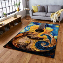 Acoustic Guitar In Starry Night, Guitar Rug TPT967R