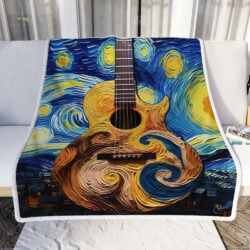 Acoustic Guitar In Starry Night, Guitar Sofa Blanket TPT967B
